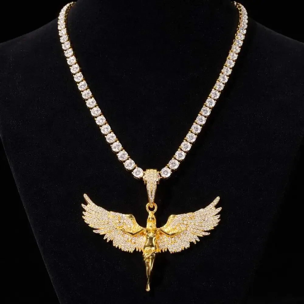 Gold Angel Pendant Tennis Chain 8 Fb 9